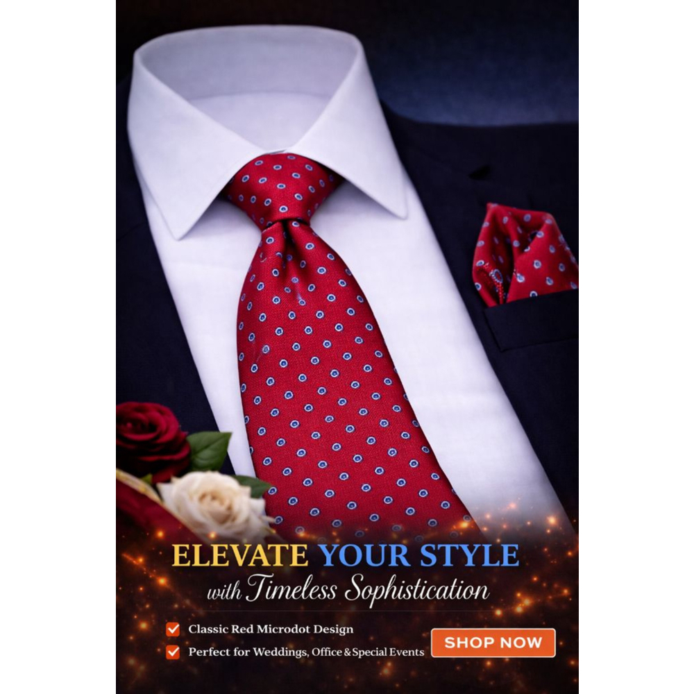 Neiman Marcus Red & Blue Microdot Silk Men’s Tie
